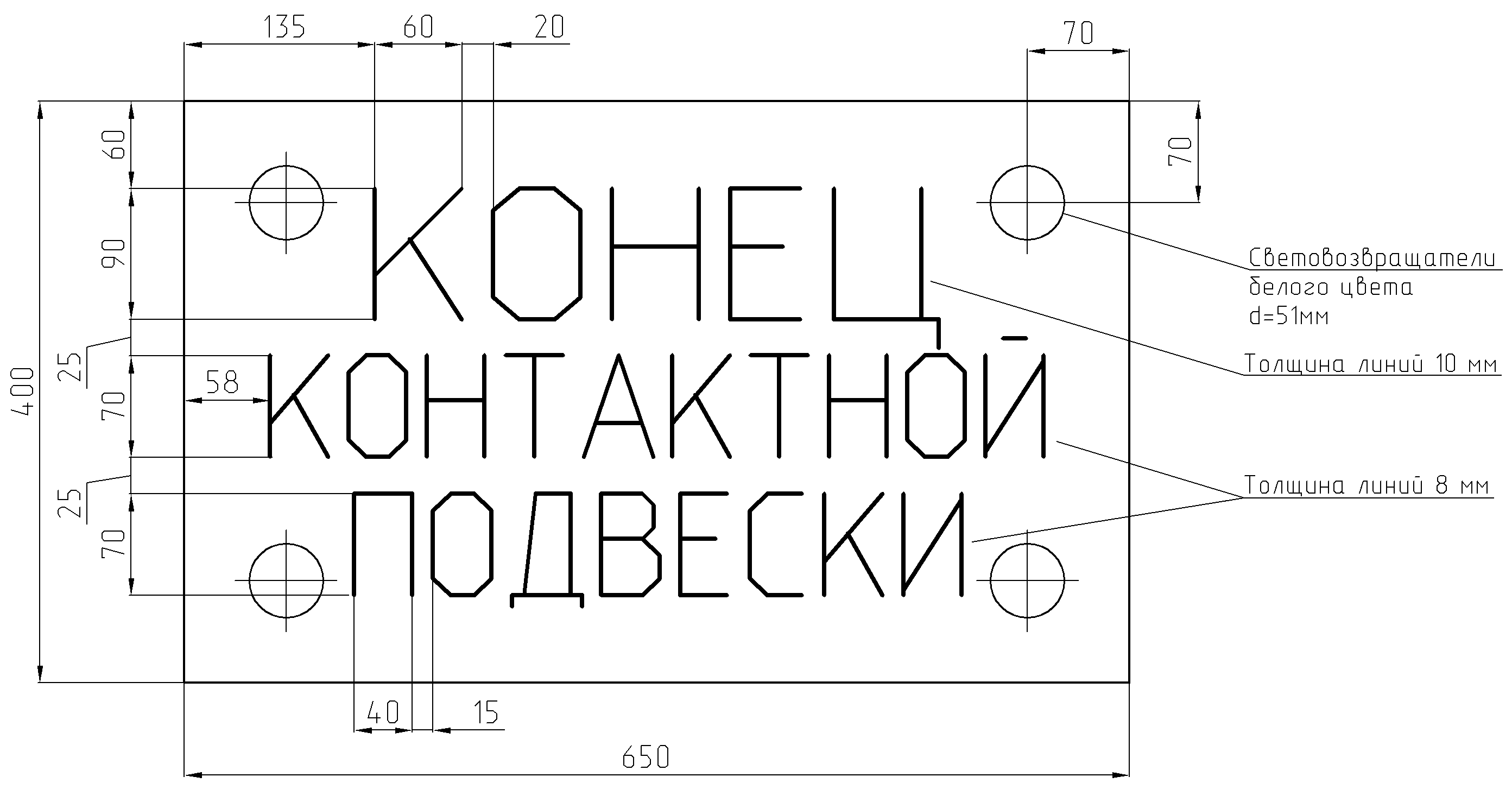 Рисунок 30. Постоянный предупредительный сигнальный знак «Конец контактной подвески»   