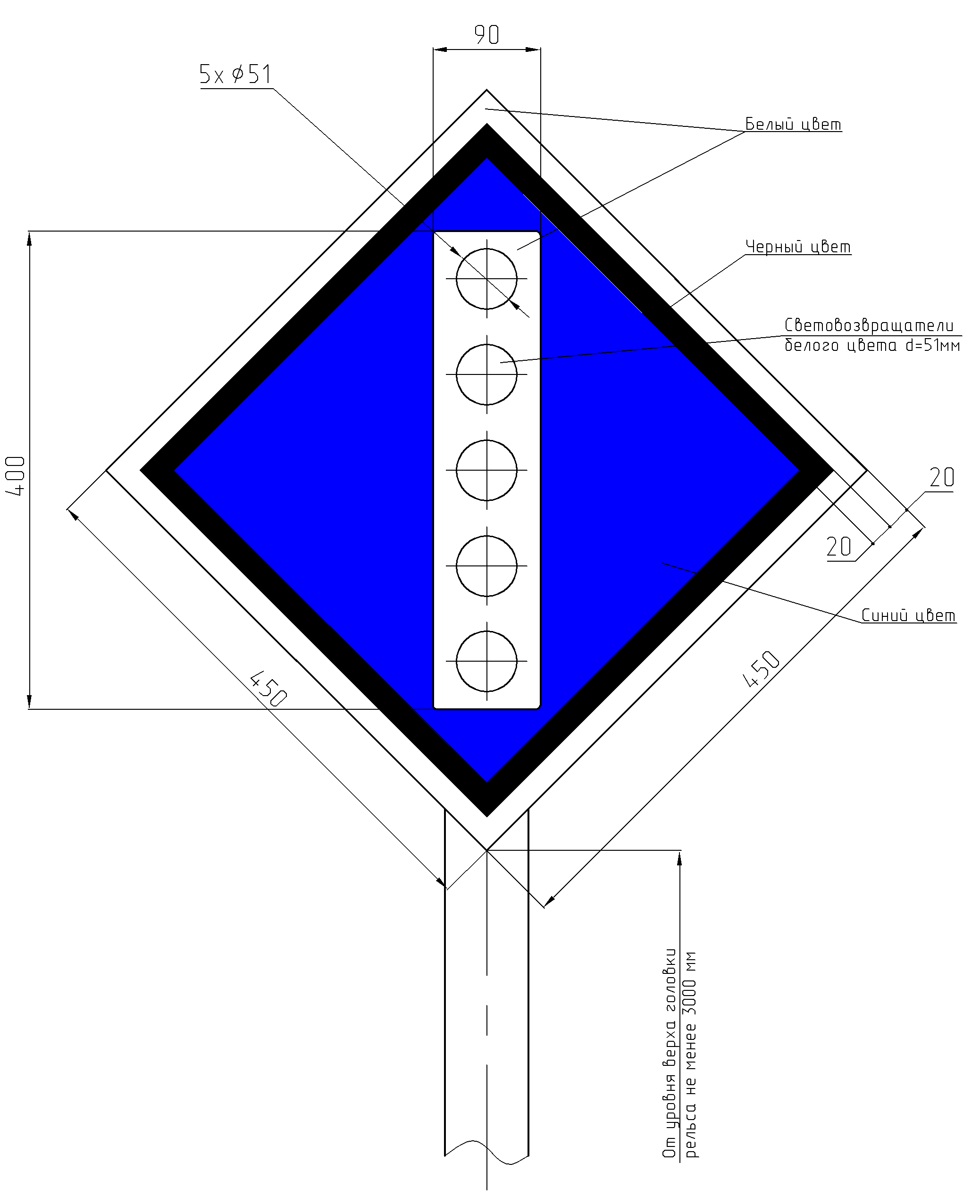 Рисунок 36. Временный сигнальный знак «Поднять токоприемник»